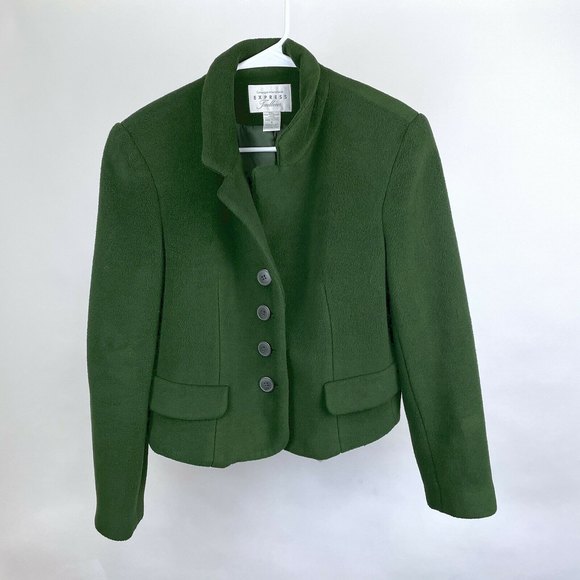 Express Tailleur Women's Size S Small Green Fleece 4-Button Lined Coat Jacket - Picture 6 of 11